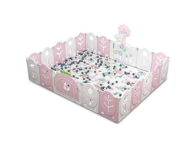 Манеж BabyPlayPen 'Магической лес' встроенное баскетбольное кольцо 205*246*62 см Розовый