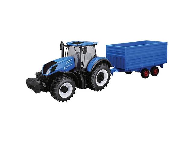 Модель серии Bburago Farm Трактор New Holland с прицепом Blue OL32842