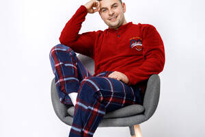 Мужская пижама M красный Lindros ЦБ-00234919