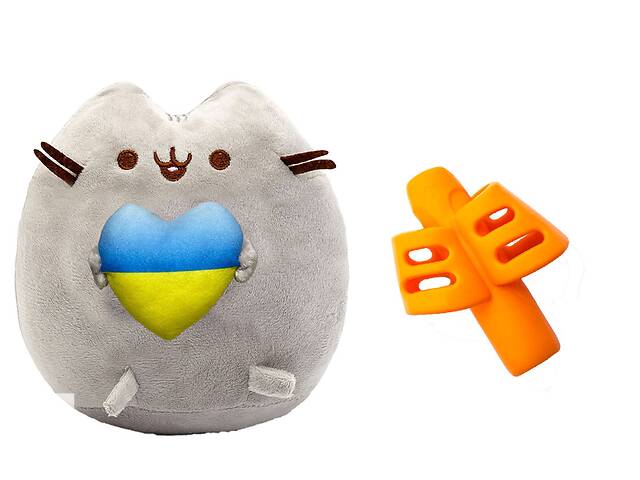 Мягкая игрушка 2Life Пушин кэт с сердцем 25 см и Силиконовая насадка для коррекции письма Оранжевая (vol-10389)