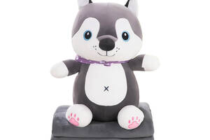 Мягкая игрушка-плед 'Собачка' Bambi М 13945 размер пледа 166х110 см Серый