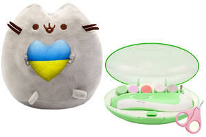 Мягкая игрушка Pusheen cat с сердцем Детская электрическая полировальная машинка и ножницы Розовые S&T vol-10582