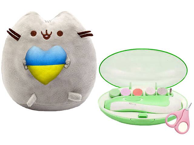 Мягкая игрушка Pusheen cat с сердцем Детская электрическая полировальная машинка и ножницы Розовые S&T vol-10582