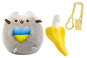 Мягкая игрушка Pusheen cat с сердцем Прорезыватель для зубов Банан с цепочкой держателем S&T (n-10585)