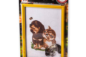 Набір для вишивання хрестиком на канві 'Кіт із собачкою' VKB-01-13, 10 кольорів ниток