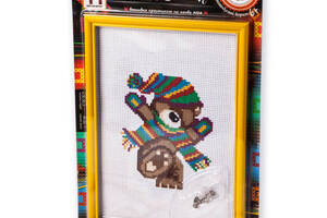 Набір для вишивання хрестиком на канві 'Ведмедик з шарфом' VKB-01-11, 11 кольорів ниток