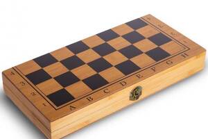 Набор 3 в 1 шахматы/шашки/ нарды из бамбука с доской OPT-TOP 34 х 34 см (1756374522)