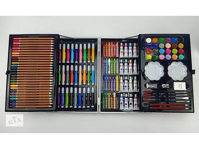 Набор для детского творчества и рисования 145 предметов OPT-TOP в алюминиевом чемодане единорог (2054543955)