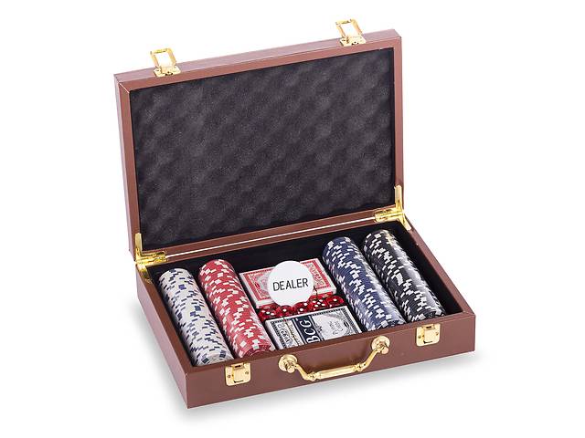 Набор для покера в кожзам чемодане SP-Sport PK200L на 200 фишек с номиналом