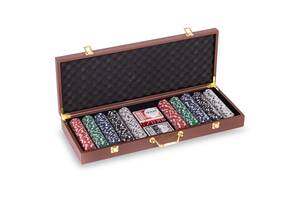 Набор для покера в кожзам чемодане SP-Sport PK500L на 500 фишек с номиналом