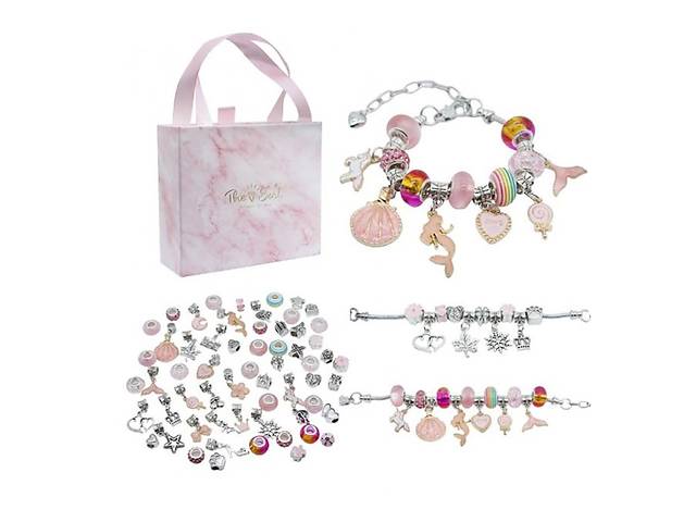 Набор для создания браслетов Pandora Bambi THE BEST GOLD(Pink) с подвесками