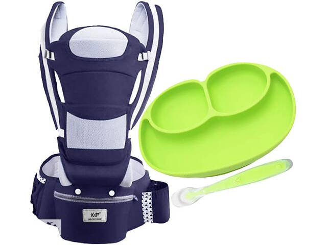 Набор Хипсит Эрго-рюкзак кенгуру переноска силиконовая тарелка и ложка для кормления ребенка Baby Carrier 6 в 1 20 кг...