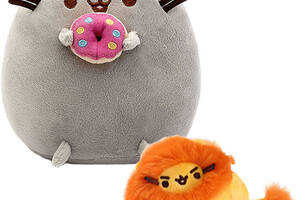 Набор мягких игрушек 2Life Пушин кэт с пончиком 23х25 см Серый и Pusheen cat с львом 8х7 см Оранжевый (v-11597)