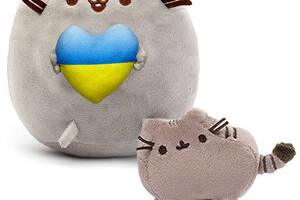 Набор Мягких игрушек 2Life Пушин кэт с сердцем 23х25 см и Pusheen cat с гамбургером 7х8 см Серый (v-11481)