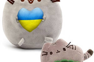 Набор мягких игрушек 2Life Пушин кэт с сердцем 23х25 см и Pusheen cat с Питтой 7х8 см Серый (v-11482)