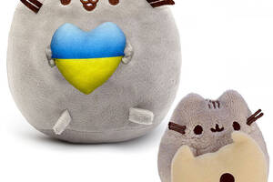 Набор Мягких игрушек 2Life Пушин кэт с сердцем 23х25 см и Pusheen cat с печеньем большим 8х7 см Серый (v-11483)