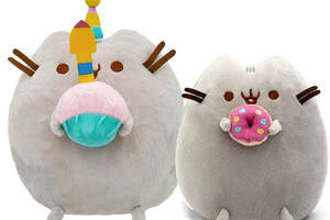 Набор мягких игрушек S&T Pusheen cat с кексом 21х25 см и пончиком 18х15 см Серый (vol-9987)