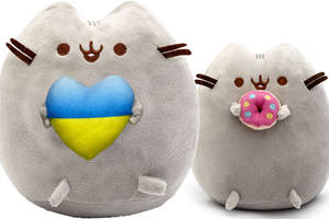 Набор мягких игрушек S&T Пушин кэт с сердцем и Pusheen cat с пончиком 21х25 см и18х15 см Серый (vol-10385)