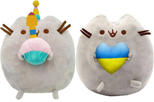 Набор мягких игрушек S&T Пушин кэт с сердцем и Pusheen cat с мороженым 21х25 см и18х15 см Серый (vol-10394)