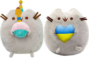 Набор мягких игрушек S&T Пушин кэт с сердцем и Pusheen cat с мороженым 21х25 см и18х15 см Серый (n-10394)