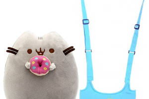 Набор игрушка кот с пончиком Пушин кэт и детские вожжи-ходунки Walking Assistant Голубой (n-1140)