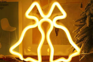 Настенный неоновый светильник ночник Колокольчики желтые Angel