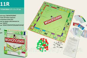 Настільна гра Монополія економічна картки кубики фішки ігрове поле російською мовою 27х5х27 см