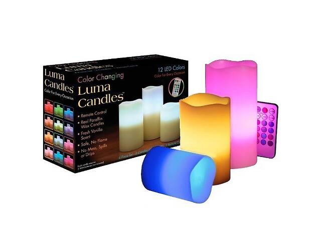 Ночник детский светодиодный Luma Candles Plus разноцветный на 3 свечи с пультом