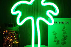 Ночник неоновый лампа Пальма зеленая Angel