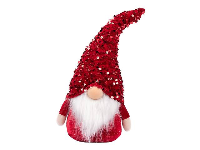 Новогодняя мягкая игрушка Novogod'ko «Гном Мальчик» красная пайетка 29 см LED 973722 Красный