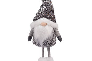 Новогодняя мягкая игрушка Novogod'ko «Гном» серебряная пайетка 52 см 973730 Серебристый