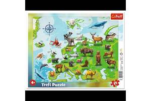 Пазли Trefl 31341 (Рамочні) - 'Карта Європи з тваринами' /25 елементів