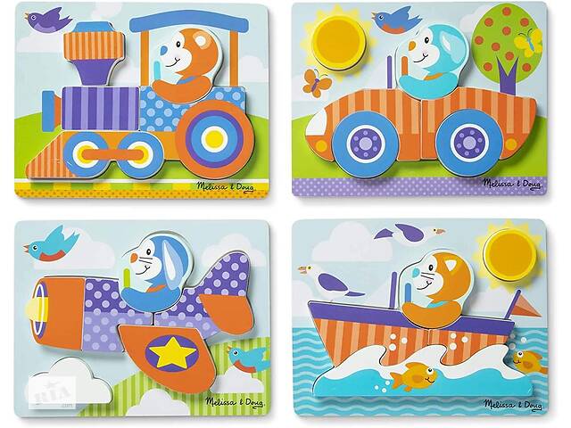 Первые деревянные пазлы 4 в 1 Melissa&Doug 'Транспорт' MD30133