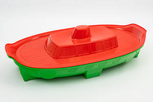 Песочница детская большая бассейн кораблик с крышкой Doloni 1355 * 715 * 375 мм Зелено-красный (03355/3).