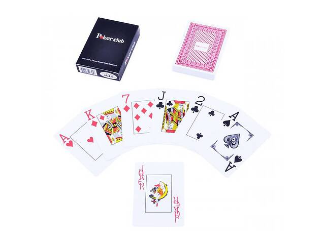 Пластикові карти покеру PlayGame Poker Club IG-6010, 54 шт. (Червоний)