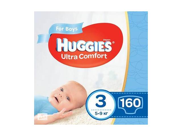 Подгузник Huggies Ultra Comfort 3 Mega для мальчиков (5-9 кг) 160 шт (80x2) (5029054218099)