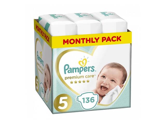 Подгузник Pampers Premium Care Junior Размер 5 (11-16 кг), 136 шт (8001090959690)