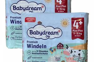 Подгузники Babydream Premium 4+ Maxi Plus 9-15 кг 72 шт.