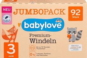 Подгузники Babylove Premium Jumbo Pack 3 Mdii (4-9 кг) 92 шт