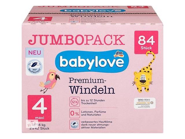 Подгузники Babylove Premium Jumbo Pack 4 Maxi (8-14 кг) 84 шт