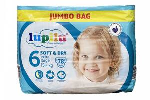 Подгузники Lupilu soft&dry Jumbo Bag 6 extra large вес 15+ кг 78 шт