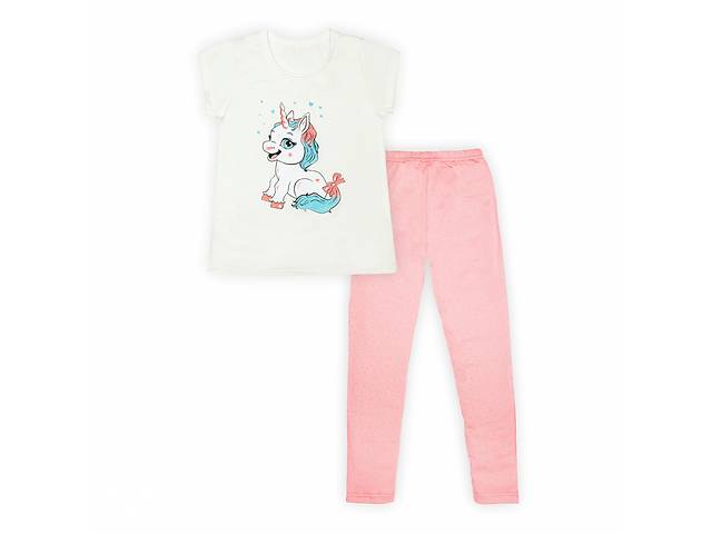 Пижама детская хлопковая для девочки футболка + брюки GABBI PGD-22-6 My pony Молочный на рост 134 (13191)