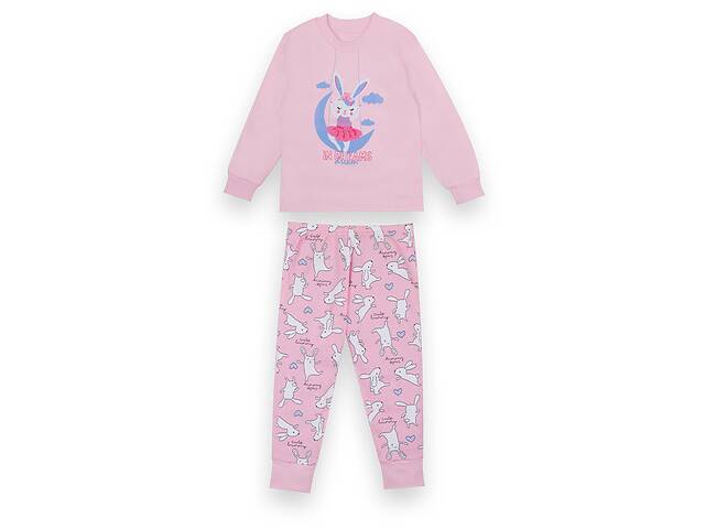 Пижама детская хлопковая для девочки теплая GABBI Зайка розовая на рост 104 (12853)