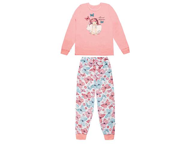 Пижама детская теплая хлопковая для девочки GABBI PGD-19-12 Персиковый на рост 134 (11965)