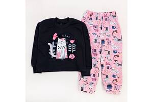 Пижама Dexter`s детская футер cat flowers 140 см розовый черный (131752169192)
