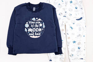 Пижама Dexter`s детская футер moon and back 110 см темно-синий молочный (131748869186)