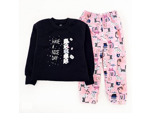 Пижама Dexter`s для девочек футер kittens 134 см розовый черный (131751569191)