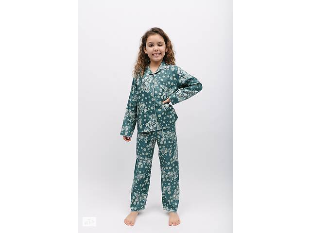 Пижама для девочки Cyberjammies Hannah 7015 8-9 лет 134 см Зеленый с принтом леопарда (5051877473072)
