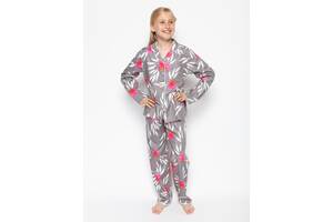 Пижама для девочки Cyberjammies Mallory 5861 8-9 yrs/134 см Серый с цветочным принтом (5051877393653)