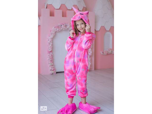 Пижама Кигуруми детская BearWear Единорог New звездочка (на молнии) XL 135 - 145 см Розовый (K0W1-0057-XL)